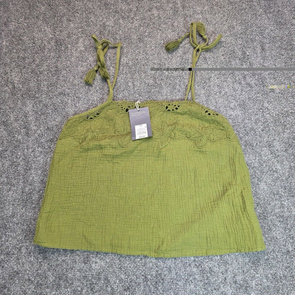 Universal Thread Olive Green Embroidered Tie-Shoulder Camisole XS